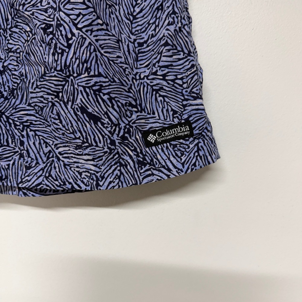 Columbia Mens Size L Shorts Blue Leaf Print Nylon Gorpcore Outdoor Hiking - Picture 4 of 10